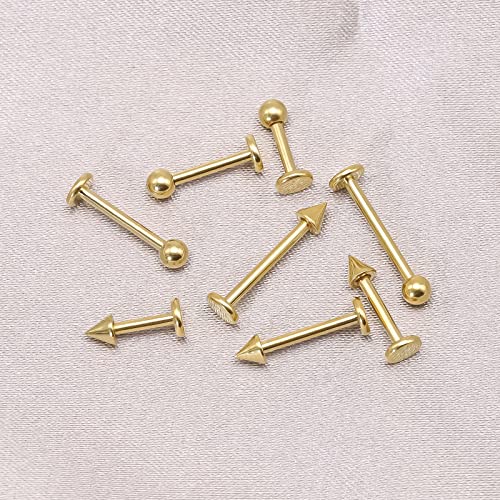 BLISI G23 Solid Titanium Eyebrow Piercing Jewelry, Gold Black Rose Gold Silver Pink Rainbow Eyebrow Rings 16G Curved Barbell,Tiny Vertical Labret Lip Jewelry Rook Piercing Jewelry for Women and Men - color: Gold 3