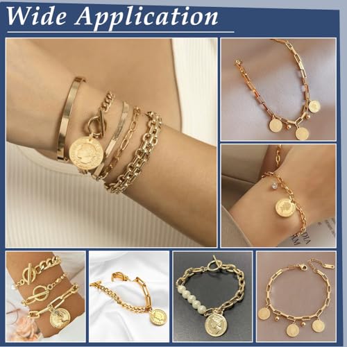 UNICRAFTALE 12pcs Stainless Steel Coin Pendant Republique Francaise 1808 Metal Pendant Flat Round Charms Coin Dangle Medallion Charm for DIY Jewelry Making - color: Golden