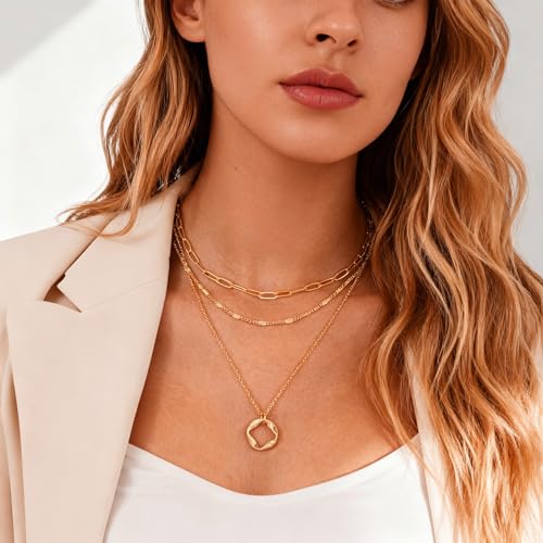 Artmiss Boho Layered Necklace Women Multilayer Long Chain Fashion Bar Pendant Necklace