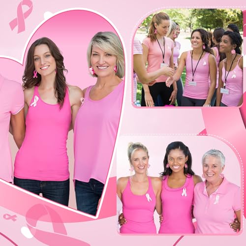 8 Pairs Breast Cancer Awareness Acrylic Earring for Women | Pink Ribbon Dangle Earrings, Breast Cancer Awareness Jewelry Gifts Activities Accessories, Lightweight Acrylic, Double Side - style: Breast Cancer Awareness