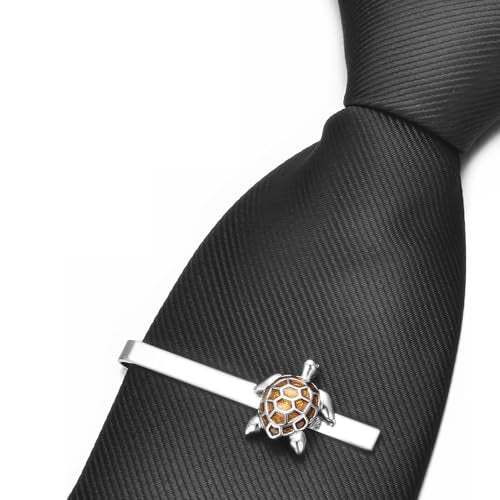 Christmas Tie Clips for Men 14k Gold Plated Silver Tie Pins with Cute Animal Deer/Lion/Dog/Cat Tie Bars Necktie Suit Tie Accessories Jewelry - style: Sea Turtle Tie Clips