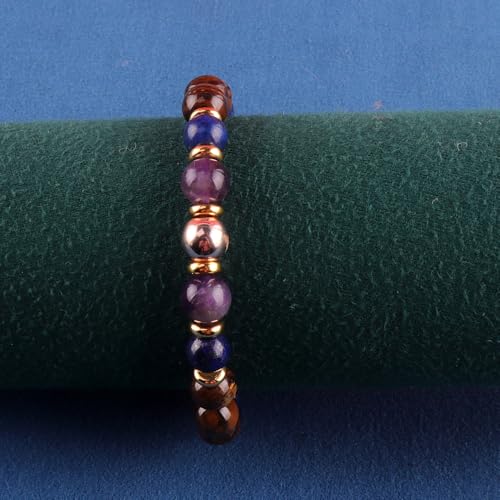 KSQS Healing Stone Bead Bracelet for Women, Natural Gemstones Balance Protection Bracelet, Spiritual Crystal Beads Bracelet Anxiety Relief with Meaning Card - color: Anxiety