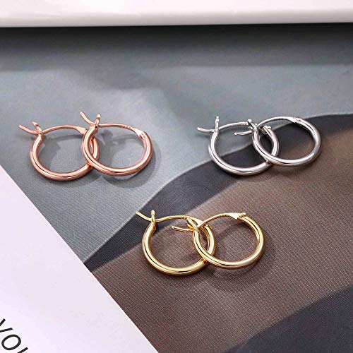 M MOOHAM Hoop Earrings for Women, Hypoallergenic 14K Gold Plated Earrings | Gold Plated Hoop Earrings Set for Sensitive Ears, Earring Stack for Women Trendy, Jewelry Gifts Lightweight 13-60mm - color: 3pairs-13mm-Gold-plated/silver-plated/Rose