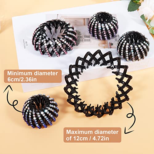 DI QIU REN 5pcs Rhinestone Bird Nest Clips Secure Ponytails and Hair Buns | Expandable Spiral Design, Sparkling Accent Detail, Lightweight Hold, Quick Styling for Thick, Thin, Curly, Straight Textures - color: Color-5