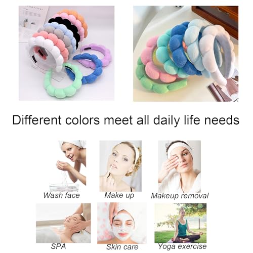 Spa Headbands for Washing Face Makeup Skin Care Headband Women Bubble Facial Beauty Headbands Puffy Shower Towel Band Hair Headband - color: Khaki