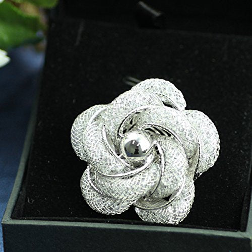 Brooches Fashionable and Refined Hollow-Out Breastpin for Girls Ladies and Women | Clothes Pin | Brooches and Pins for Women | Daisy Pin | Ladies Jewelry | Flower Brooch - color: White