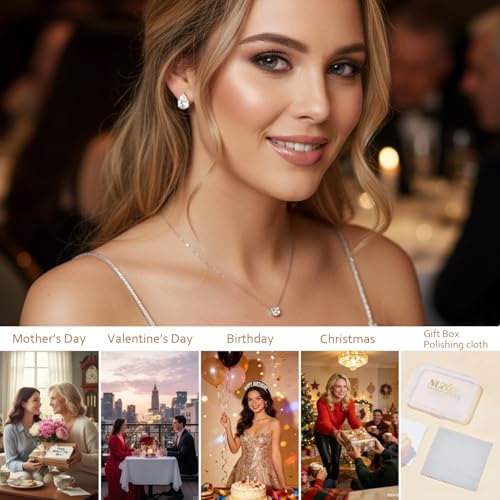 Oversized Bling Cubic Zirconia Stud Earrings Set, 5 Pairs Luxury 18K Real Gold Plated Stainless Steel Earrings, Waterproof Anti-Tarnish Hypoallergenic Ear Studs, Sparkling Jewelry for Women Teen Daily Wear Wedding Gifts