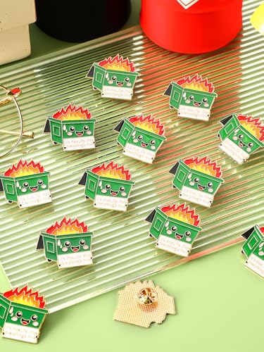 JUNEBRUSHS 28pcs Positive Enamel Dumpster Fire Brooch, Inspirational Lapel Pins for Coworker Appreciation Gifts Party Supplies Clothes Decor Accessories - style: Dumpster Fire Style