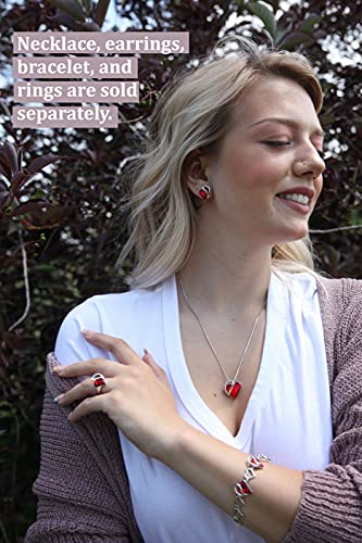 Leafael Infinity Love Women's Adjustable Crystal Heart Ring with Birthstone Crystals Healing Stones, Jewelry Gifts for Women, Birthdays Valentine's Day, Silver-Tone, Open End, Size 6.5-8 - color: 01-January & July-Joy-Siam Ruby Red