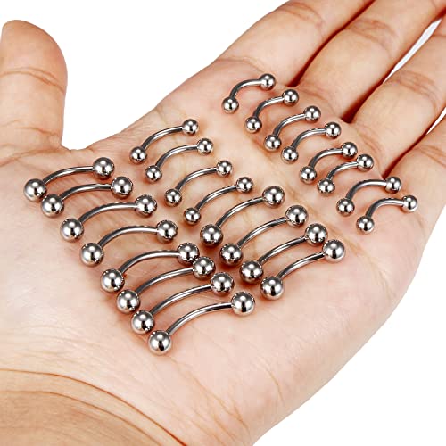 20G 16G 14G 12G Eyebrow Piercing Jewelry Surgical Steel Curved Barbell Eyebrow Ring Vertical Labret Lip Jewelry Rook Daith Earrings Piercing Jewelry for Women Men 6mm 8mm 10mm 12mm 14mm - color: 14G-Silver