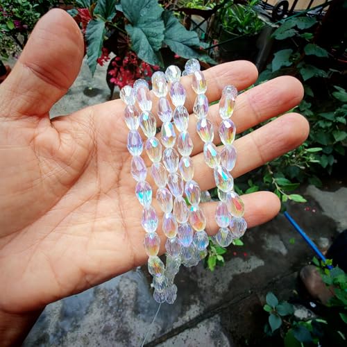 8x12mm Teardrop Glass Beads for Jewelry Making, Vertical Hole Faceted Crystal Prism Beads for Pendants Bracelet Necklace Earring, Crystal Blue 100pcs - color: Crystal Blue