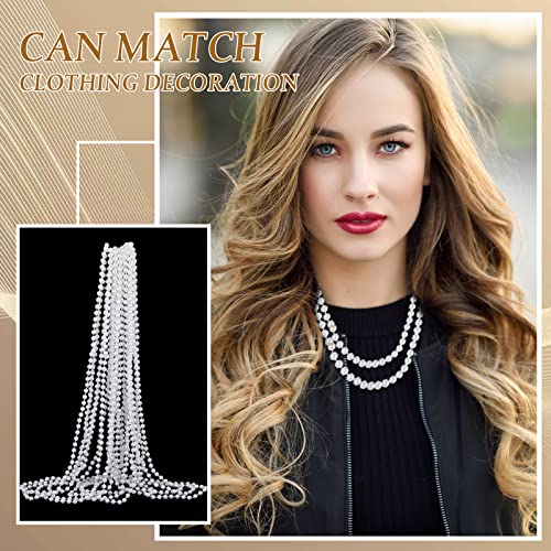 Sureio 36 Pack Long Pearl Necklace Fake Pearl Necklace Bulk Costume Jewelry for Women 1920s White Faux Beaded Strand Layered Accessories for Christmas Wedding Bridal Shower Tea Birthday Decor