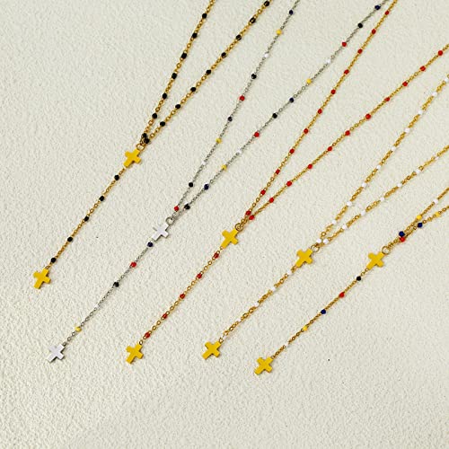 18K Gold Plated Minimalist Drop Y-Shaped Necklace for Women | Simple Lariat Necklace, Minimalist Everyday Jewelry,Y-Shaped Necklace - style: White Beads-Gold