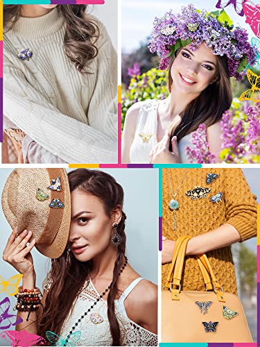 Janinka 10 Pcs Butterfly Enamel Pins Set Cute Spring Badge Back to School Lapel Brooches for Women Backpack Jewelry Gift - style: Retro