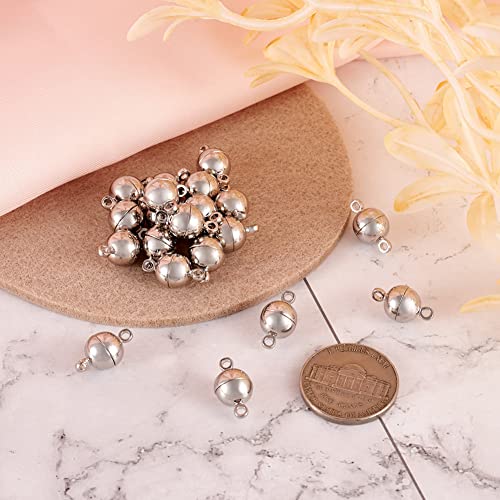 Craftdady 20 Sets Platinum Round Magnetic Clasps 14.5x8mm Magnet Converters Locking Clasps for Jewelry Bracelet Necklace Making Hole:1.6mm - color: Platinum