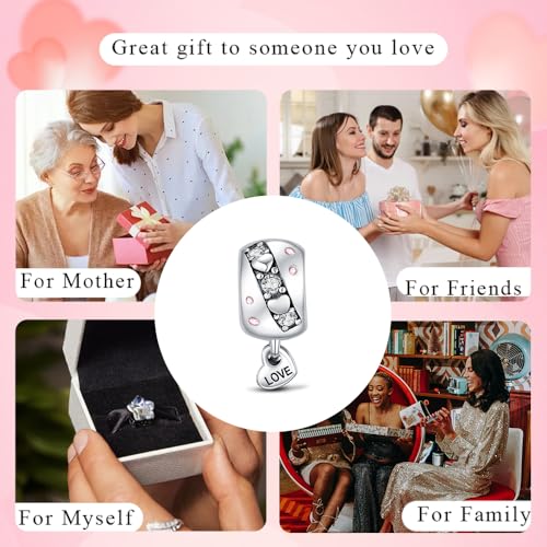 KEQ Clip Spacer Charm for Bracelet 925 Silver Pave Cubic Zirconia Clip Lock Stopper Bead Spacer For Women Bracelets Stopper Birthday Gifts European Openable Beads 2pcs - color: Heart-Shaped Drum