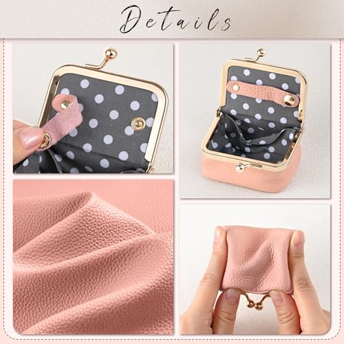 Zivyes Mini Jewelry Box Travel Small Coin Purse Organizer Case Genuine Leather Tiny Size (pink 2.9 inches long) - color: Pink-Standard