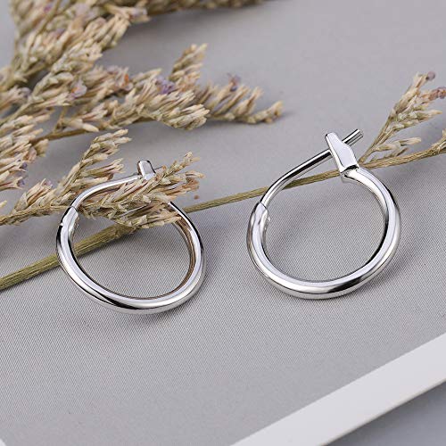 AoedeJ 925 Sterling Silver Hoop Earrings Small Hoop Earrings for Women | High Polished Round Tiny Click-Top Hoop Earrings, Small Clasp Hoop Piercing Earrings - color: Inner Diameter-10mm 3/8''
