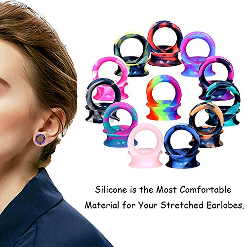 YOFANST 24pcs-100pcs Colorful Silicone Ear Gauges Double Flared Ear Tunnels Set Stretchers Expander Ear Piercing Jewelry - color: 24pcs, 2G