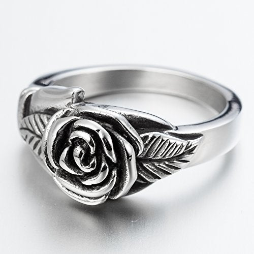 Jude Jewelers Retro Vintage Stainless Steel Flower Rose Promise Statement Cocktail Party Ring