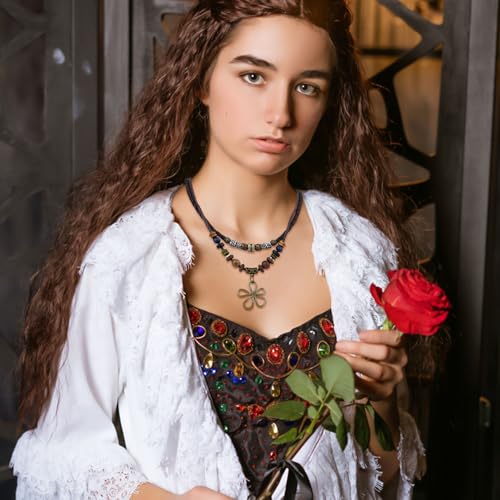 Mikovivi Bohemian Wood Bead Pendant Necklace Earrings Set for Women Gift