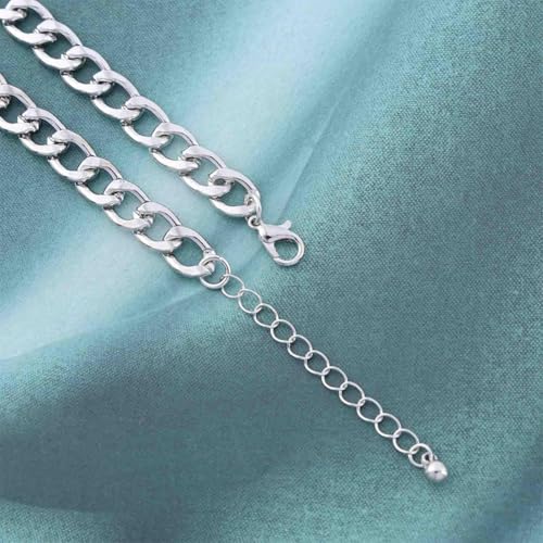Snake Choker Necklace for Women Gold Crystal Serpent Pendant with Cuban Chain Fashion Accessories Jewelry Gifts - color: Silver