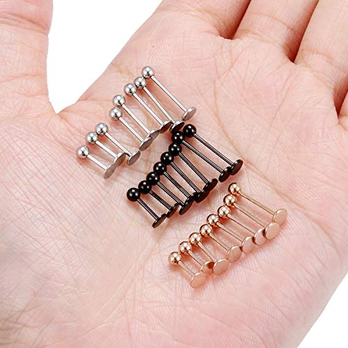 Labret Barbell 24PCS Monroe Lip Barbell Ring Helix Earring Tragus Cartilage Studs Surgical Steel Piercing Jewelry for Women Men 20-12G - color: B: 24pcs 20gauge