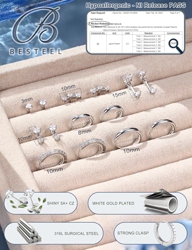 BESTEEL 7Pairs Hypoallergenic Gold Plated Earrings for Women Earring Stacks | Trendy Small Stud Huggie Hoop Earring Stacks Set Surgical Steel Cartilage Helix Jewelry for Sensitive Ears Birthday Gifts - style: S - Small