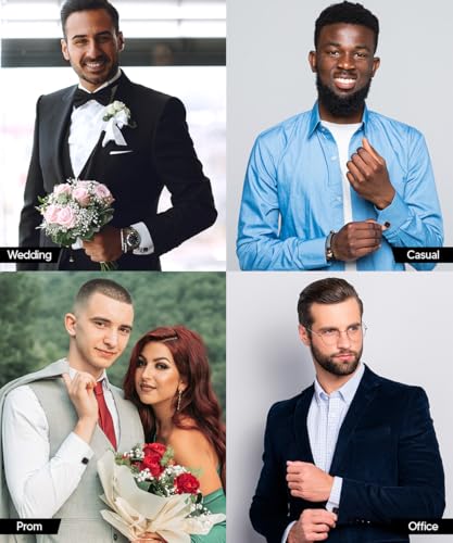 Large Big Square Crystal Color Stone Cuff Links for Men – Tuxedo Suit Accessories, Cufflinks for Men - style: Purple/Silver
