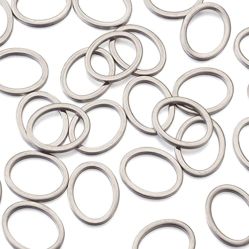 30Pcs Oval Linking Charms Open Bezel Hollow Frame Charm Pendants Linking Ring Connector Stainless Steel Beading Hoop for Earrings Bracelet Necklace Jewelry Making - color: Antique Silver - Oval