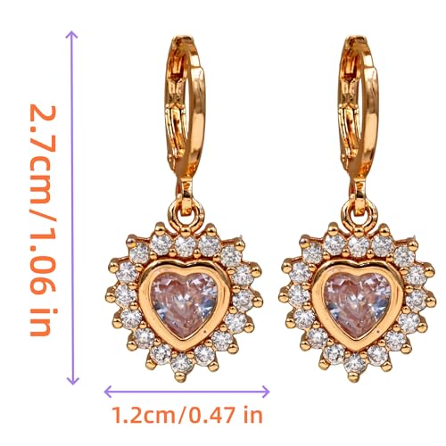 18K Gold Plated Flower Dangle Earrings for Women, Hypoallergenic Cubic Zirconia Earrings, Elegant CZ Drop Earrings, Statement Jewelry Gifts Party Fashion - style: OBS3143_Gold_White