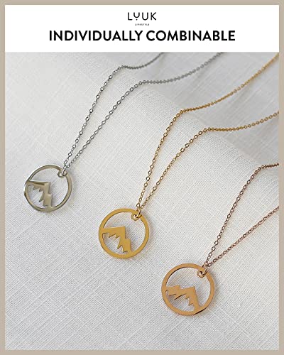 LUUK LIFESTYLE Stainless steel necklace with pendant and HAPPINESS card, 20” adjustable length, lucky charm, friendship chain, Valentine's Day gift, birthday, women's jewelry, silver, gold, rosegold - color: Silver, size: Summit