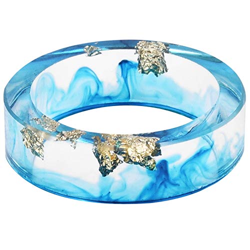 Jude Jewelers 8mm Ocean Style Transparent Plastic Resin Wedding Band Cocktail Party Ring - color: Blue