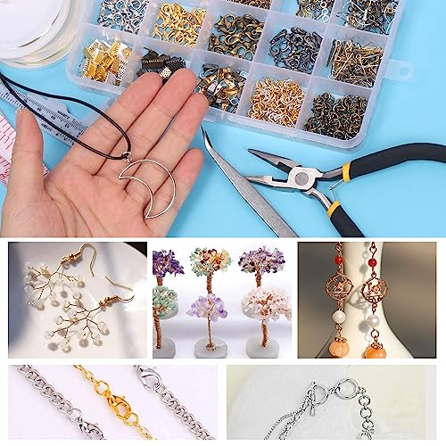Glarks 1465Pcs Jewelry Making Kit, Jewelry Making Supplies Kit Includes Jewelry Pliers Tools, Jewelry Findings for Jewelry Making and Repair - size: 1465pcs
