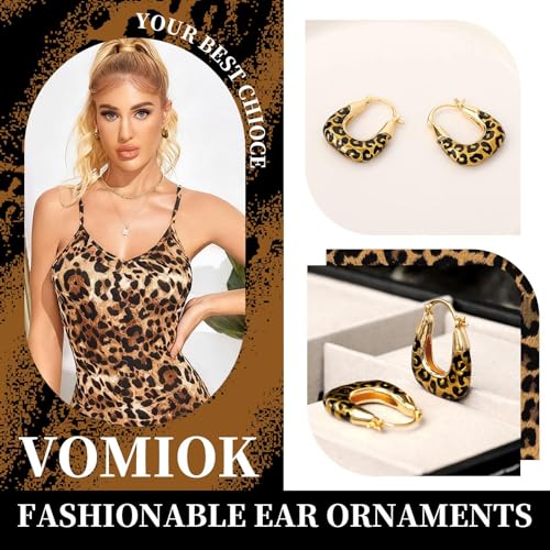 14K Gold Plated Dangle Hoop Earrings for Women | Bridal Small Dangle Gold Earrings Cubic Zirconia Huggie Drop Trendy Fashion Leopard Print Women's Jewelry - color: Gold-B