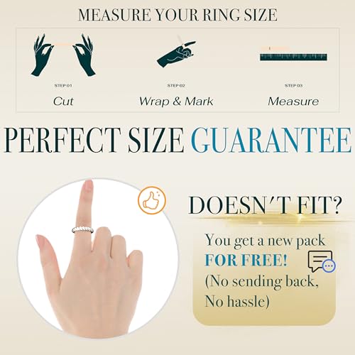 Non Tarnish Gold Chunky Rings for Women, 14K Gold Plated Statement Dome Rings Stacking Silver, Adjustable Mens Eternity Wedding Band Mixed Metal Jewelry Size 3-13 - color: Silver, size: 7, style: Chunky Twist Band