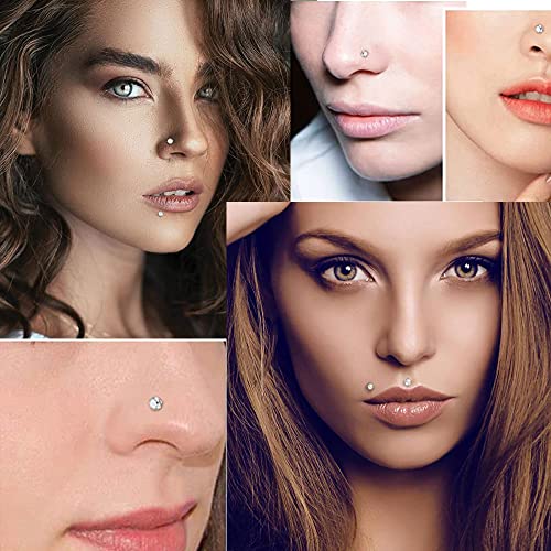 180Pcs 20G Surgical Stainless Steel Nose Rings Hoops Straight/L Shapes Nose Studs 2.0/2.5/3.0mm Cubic zirconia Hypoallergenic Nose Studs Silver Gold Rose Gold Black Rainbow Blue Lip Rings Nose Rings Piercing Jewelry Set for Women Men - style: B:Hoops &I S