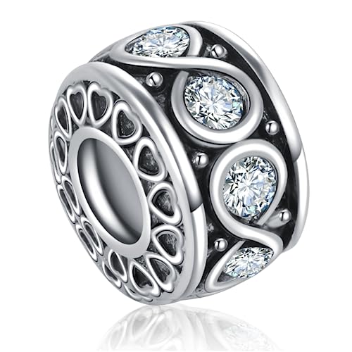 LSxAB Sparkling Initial Letter Charm Compatible with Pandora Charms Bracelets for Women A-Z Pendant Jewelry - style: Crystal Clear - Apr. Birthstone