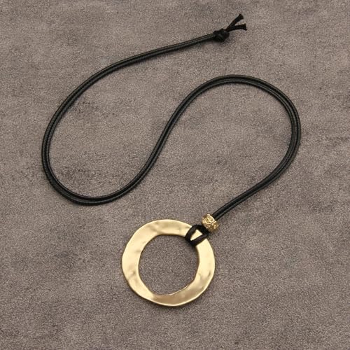 Boho Necklaces for Women Chunky Circle Necklace Bohemian Necklaces | Chunky Boho Necklace for Women Layered Boho Circle Leather Choker Necklace Long Vintage Necklaces Bohemian Jewlery Gifts - style: Boho Necklace Women