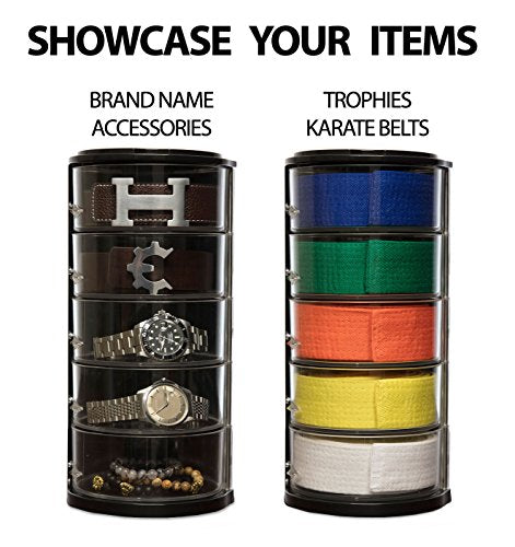 Acrylic Belt Organizer & Holder for Closet, Storage & Container | Rotating Drawers, Wall Mounted, Stackable, Watch Case, Jewelry Display, Makeup, Mens, Womens, Rack, Box