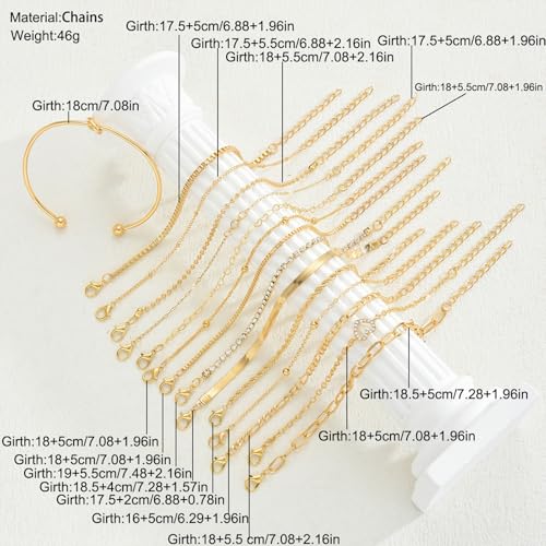 CHICUTIE Gold Bracelets for Women, Elegant 14K Gold Plated Dainty Bracelet set Trendy Link Chain Stackable Bracelets Pack Jewelry Gifts for Women - color: Gold