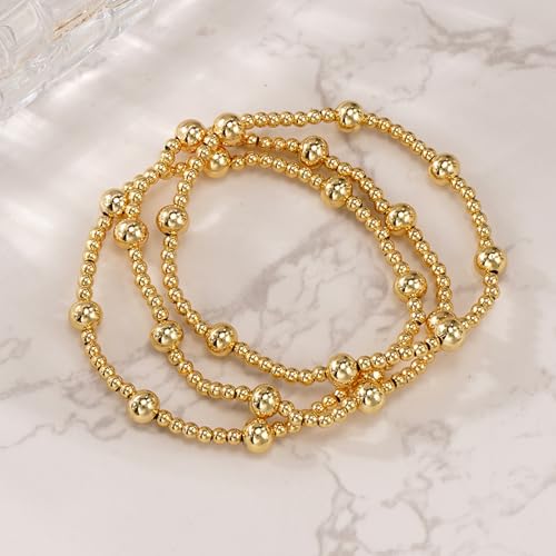 Gold Bracelets for Women, Beaded Cross Stack, Non Tarnish Set,Set-1 | Gold Beaded Bracelet Stack with Stretch Fit, Waterproof Finish and Dainty Design for Everyday Wear and Gifts - color: Colors-14