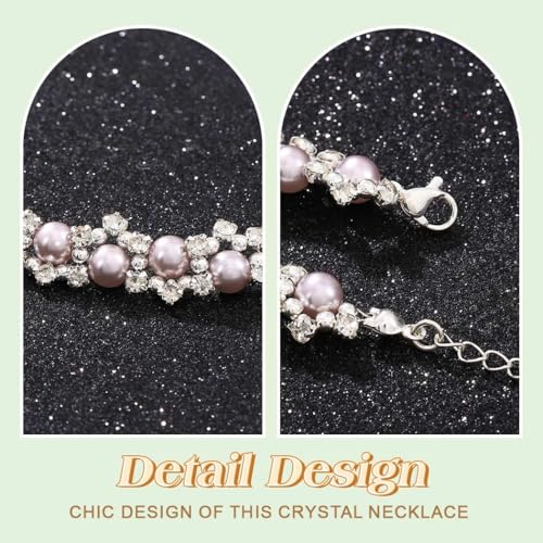 JEAIRTS Pearl Rhinestone Choker Necklace Sparkly Collar Jewelry for Women | Trendy pearls chokers,bling crystal formal prom wedding necklaces