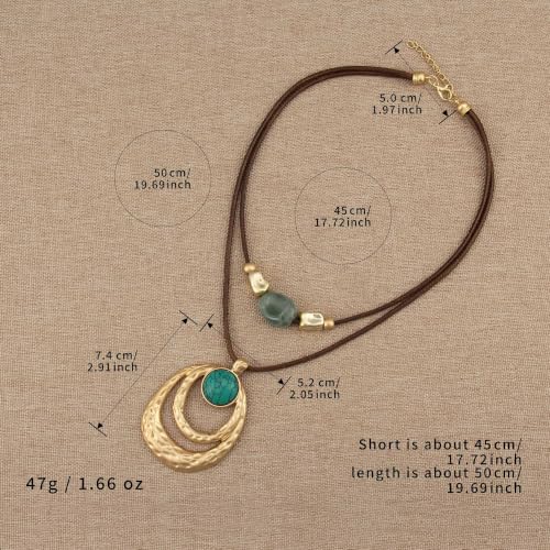 Boho Necklaces for Women Chunky Circle Necklace Bohemian Necklaces | Chunky Boho Necklace for Women Layered Boho Circle Leather Choker Necklace Long Vintage Necklaces Bohemian Jewlery Gifts - style: Bohemian Necklaces Women