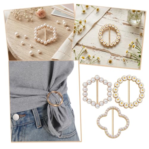 16PCS Pearl Brooch Pins Set & 8PCS Scarf Ring Clip | Decorative Safety Pins for Clothing T-shirt Ties Clips Pearl Collar Clips Dress Cinch Clip for Clothes Cardigan Dress Sweater