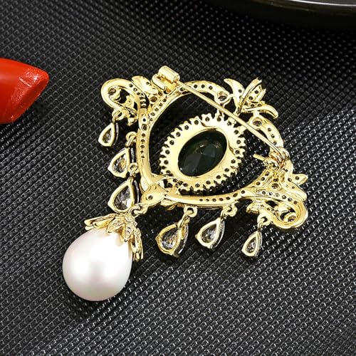 Brooches and Pins for Women Elegant Flower Pearl Brooches Costume Broches Jewelry Lady Christmas Pin for Women - style: Retro
