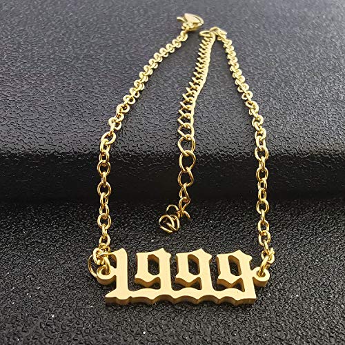 CSIYANJRY99 Birth Year Ankle Bracelets for Women14K Gold Plated Birth Year Number Anklets Adjustable Chain Beach Foot Ankle Bracelets for Women Birthday - style: 1999