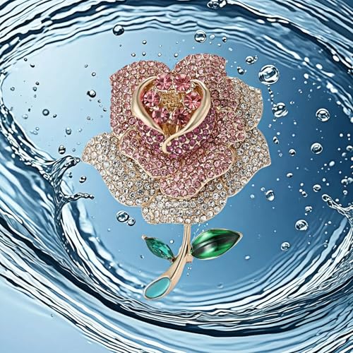 SYWDUDUCLT Fashion Elegant Brooches for Women Brooch, Suitable For Party And Daily Wear On Many Occasions - style: Rose-Rhinestone