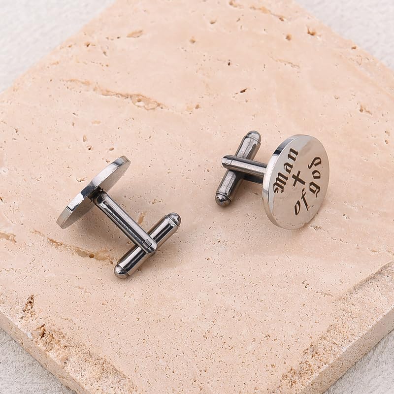 Religious Cufflinks for Men Christian Gifts for Dad Son Grandpa Fathers Day Gift for Husband Uncle Man Of God - style: man of god 02