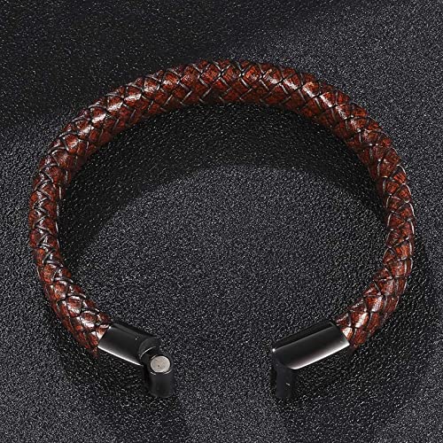 Wycian Leather Bracelet Jewelry, Gold Bracelet for Boys Black Stainless Steel Simple Braided Leather Cord for Men Boys Jewerly Gifts Upgrade